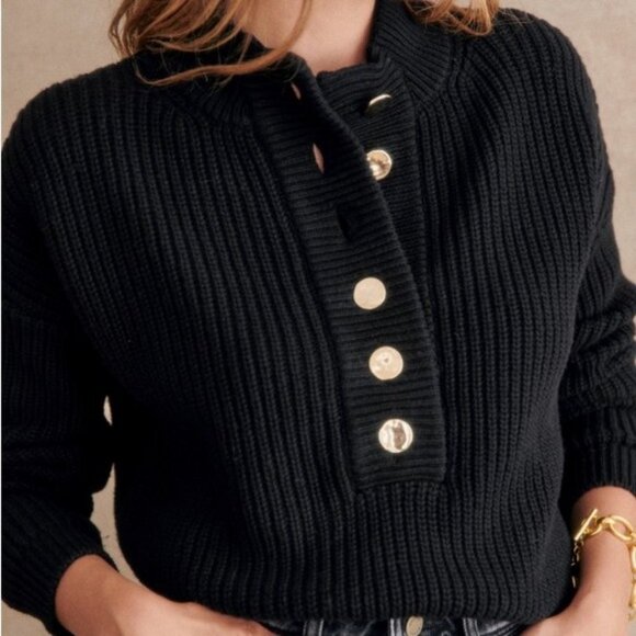 Sezane Wool Lucas Jumper Sweater Black Knit Size Small French - Picture 16 of 16